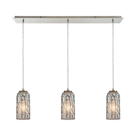 Elk Lighting Ansegar 3-Lght Linear Mini Pndnt SatNickel w/Textured Smoke Glass 10600/3LP